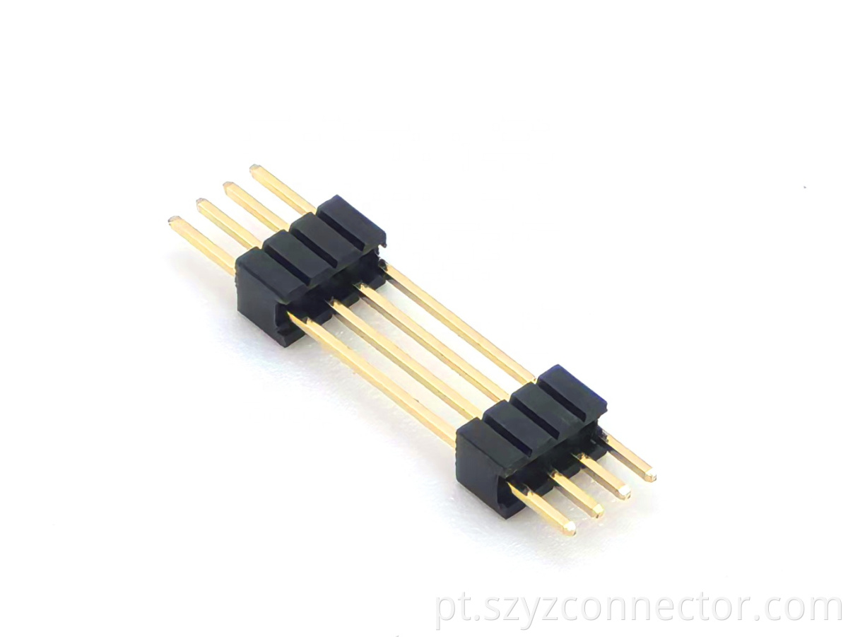 Conector de cabeçalho de pino de passo de 1,27 mm única fileira plástica dupla reta SQ0,4 mm H5,0 mm 1 * 4P 1.27mm Pitch Pin Header Connector Single Row Straight Dual Plastic SQ0.4mm H5.0mm 1*4P